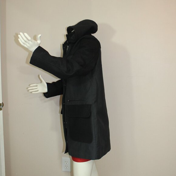 Theory Women's Black Makintosh Alanso Hooded Coat  - Size Large - Picture 3 of 7